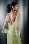 Shop_SHRIYA SOM_Green Tulle Boat Fringed Short Dress _at_Aza_Fashions