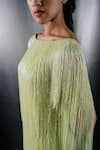 Buy_SHRIYA SOM_Green Tulle Boat Fringed Short Dress _Online_at_Aza_Fashions