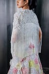 Shop_SHRIYA SOM_Ivory Tulle Embroidered Fringe Open Cape _at_Aza_Fashions