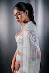 Buy_SHRIYA SOM_Ivory Tulle Embroidered Fringe Open Cape _Online_at_Aza_Fashions