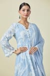 Buy_Samyukta Singhania_Blue Kurta And Trouser Cotton Blend Printed Abstract Schiffli Anarkali Set 