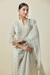 Buy_Samyukta Singhania_Off White Mulmul Print Floral. Quatrefoil Flower Vine Kurta And Afghani Pant Set _Online_at_Aza_Fashions