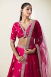 Samyukta Singhania_Pink Lehenga And Blouse Art Silk Embroidered Thread V Neck Kalidar Set _at_Aza_Fashions