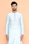 Buy_Arihant Rai Sinha_Blue Kurta Silk Embroidered Thread And Off-white Dhoti Pant Set _Online_at_Aza_Fashions