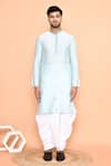 Shop_Arihant Rai Sinha_Blue Kurta Silk Embroidered Thread And Off-white Dhoti Pant Set _Online_at_Aza_Fashions