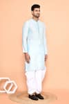 Arihant Rai Sinha_Blue Kurta Silk Embroidered Thread And Off-white Dhoti Pant Set _at_Aza_Fashions