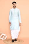 Buy_Arihant Rai Sinha_Blue Kurta Silk Embroidered Thread And Off-white Dhoti Pant Set 