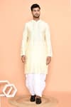 Buy_Arihant Rai Sinha_Yellow Kurta Silk Embroidered Thread And Cream Dhoti Pant Set 