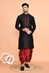 Buy_Arihant Rai Sinha_Black Art Silk Embroidered Thread Kurta And Maroon Dhoti Pant Set _at_Aza_Fashions