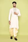 Buy_Arihant Rai Sinha_Off White Kurta Cotton Embroidered Thread And Dhoti Pant Set _at_Aza_Fashions