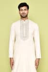 Buy_Arihant Rai Sinha_Off White Kurta Cotton Embroidered Thread And Dhoti Pant Set _Online_at_Aza_Fashions