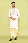 Buy_Arihant Rai Sinha_Off White Kurta Cotton Embroidered Thread And Dhoti Pant Set 