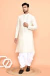 Buy_Arihant Rai Sinha_Cream Kurta Silk Embroidered Thread And Dhoti Pant Set 