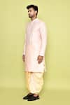 Shop_Arihant Rai Sinha_Pink Kurta Silk Embroidered Thread Mirror Work And Cream Dhoti Pant Set _Online_at_Aza_Fashions