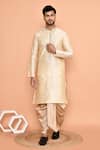 Buy_Arihant Rai Sinha_Beige Art Silk Embroidered Thread Kurta And Dhoti Pant Set _at_Aza_Fashions