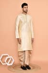 Arihant Rai Sinha_Beige Art Silk Embroidered Thread Kurta And Dhoti Pant Set _at_Aza_Fashions