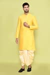 Buy_Arihant Rai Sinha_Yellow Kurta Silk Embroidered Thread And Beige Dhoti Pant Set 