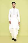 Buy_Arihant Rai Sinha_Cream Kurta Cotton Embroidered Thread And Off-white Dhoti Pant Set 