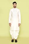 Buy_Arihant Rai Sinha_Beige Kurta Silk Embroidered Thread And Dhoti Pant Set _Online_at_Aza_Fashions