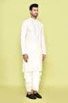 Buy_Arihant Rai Sinha_Beige Kurta Silk Embroidered Thread And Dhoti Pant Set 