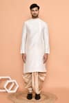 Buy_Arihant Rai Sinha_Cream Art Silk Embroidered Thread Kurta And Dhoti Pant Set _Online_at_Aza_Fashions