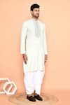 Buy_Arihant Rai Sinha_Green Art Silk Embroidered Thread Kurta And Off-white Dhoti Pant Set 