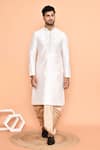 Shop_Arihant Rai Sinha_Cream Art Silk Embroidered Thread Kurta And Peach Dhoti Pant Set 