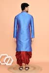 Shop_Arihant Rai Sinha_Blue Art Silk Embroidered Thread Kurta And Maroon Dhoti Pant Set _at_Aza_Fashions