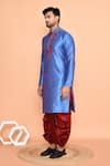 Buy_Arihant Rai Sinha_Blue Art Silk Embroidered Thread Kurta And Maroon Dhoti Pant Set 