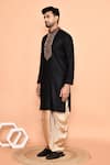 Arihant Rai Sinha_Black Kurta Cotton Embroidered Thread And Cream Dhoti Pant Set _at_Aza_Fashions