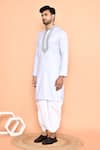 Buy_Arihant Rai Sinha_Blue Kurta Cotton Embroidered Thread And Off-white Dhoti Pant Set 