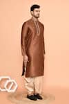 Shop_Arihant Rai Sinha_Brown Art Silk Embroidery Butti Kurta And Dhoti Pant Set 