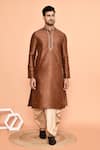 Arihant Rai Sinha_Brown Art Silk Embroidery Butti Kurta And Dhoti Pant Set _Online