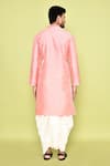 Shop_Arihant Rai Sinha_Pink Art Silk Embroidered Placket Floral Kurta With Dhoti Pant _at_Aza_Fashions