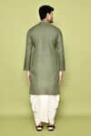 Shop_Arihant Rai Sinha_Green Kurta Cotton Embroidered Placket Straight With Dhoti Pant _at_Aza_Fashions