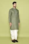 Buy_Arihant Rai Sinha_Green Kurta Cotton Embroidered Placket Straight With Dhoti Pant 