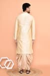 Shop_Arihant Rai Sinha_Beige Art Silk Embroidered Placket Floral Kurta With Dhoti Pant _at_Aza_Fashions