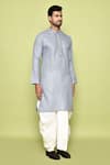 Buy_Arihant Rai Sinha_Grey Kurta Cotton Embroidered Placket Straight With Dhoti Pant 