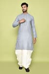 Shop_Arihant Rai Sinha_Grey Kurta Cotton Embroidered Placket Straight With Dhoti Pant 