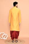 Shop_Arihant Rai Sinha_Yellow Kurta Cotton Embroidered Placket Floral Floret With Dhoti Pant _at_Aza_Fashions