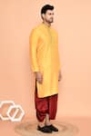 Buy_Arihant Rai Sinha_Yellow Kurta Cotton Embroidered Placket Floral Floret With Dhoti Pant 