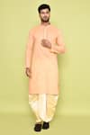 Buy_Arihant Rai Sinha_Pink Kurta Cotton Embroidered Placket Tonal With Dhoti Pant _at_Aza_Fashions