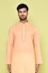 Arihant Rai Sinha_Pink Kurta Cotton Embroidered Placket Tonal With Dhoti Pant _at_Aza_Fashions