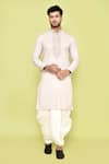 Buy_Arihant Rai Sinha_Ivory Kurta Cotton Embroidered Placket Floral Bloom With Dhoti Pant _at_Aza_Fashions