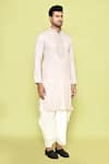 Shop_Arihant Rai Sinha_Ivory Kurta Cotton Embroidered Placket Floral Bloom With Dhoti Pant _Online_at_Aza_Fashions