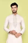 Buy_Arihant Rai Sinha_Ivory Kurta Cotton Embroidered Placket Floral Bloom With Dhoti Pant 