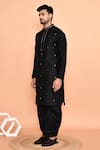 Arihant Rai Sinha_Black Kurta Silk Embroidery Butti Straight And Dhoti Pant Set _at_Aza_Fashions