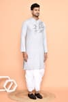 Buy_Arihant Rai Sinha_Grey Kurta Cotton Embroidery Flower Vine With Dhoti Pant 