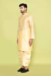 Arihant Rai Sinha_Beige Art Silk Embroidered Placket Straight Kurta With Dhoti Pant _at_Aza_Fashions