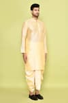 Buy_Arihant Rai Sinha_Beige Art Silk Embroidered Placket Straight Kurta With Dhoti Pant 